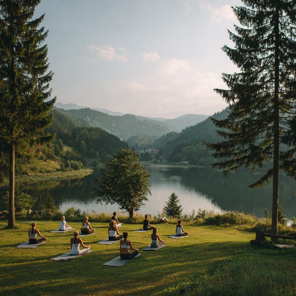 Група людей практикує йогу